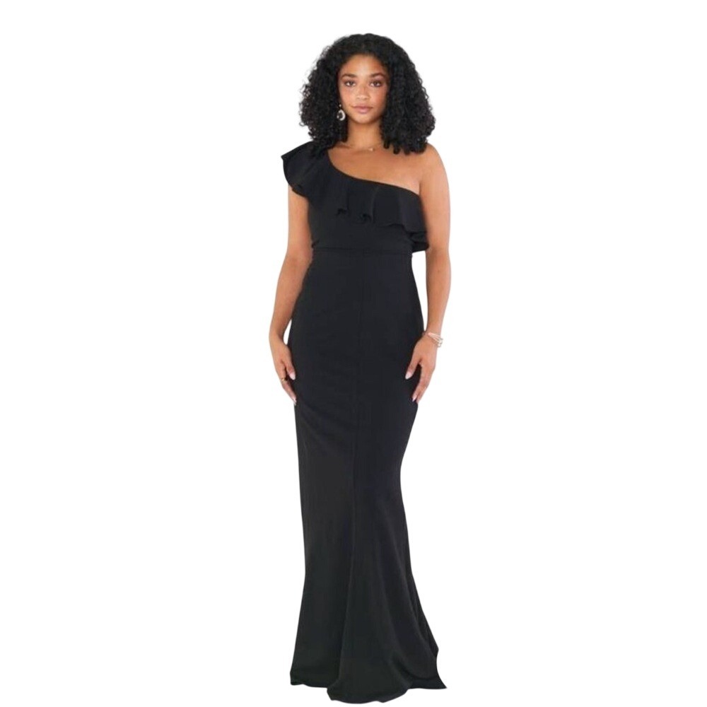 Show Me Your Mumu Black Florentine Maxi Dress S Ruffle Wedding Event Formal